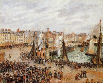  Gris Pintura - El mercado de pescado Dieppe tiempo gris mañana 1902 Camille Pissarro